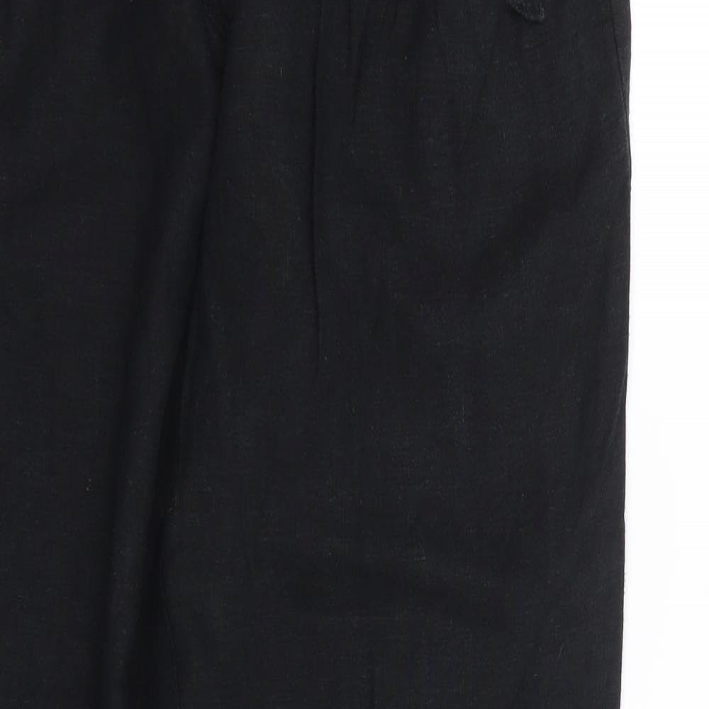 Monsoon  Womens Black  Linen Cargo Trousers Size 10 L27 in Regular Zip