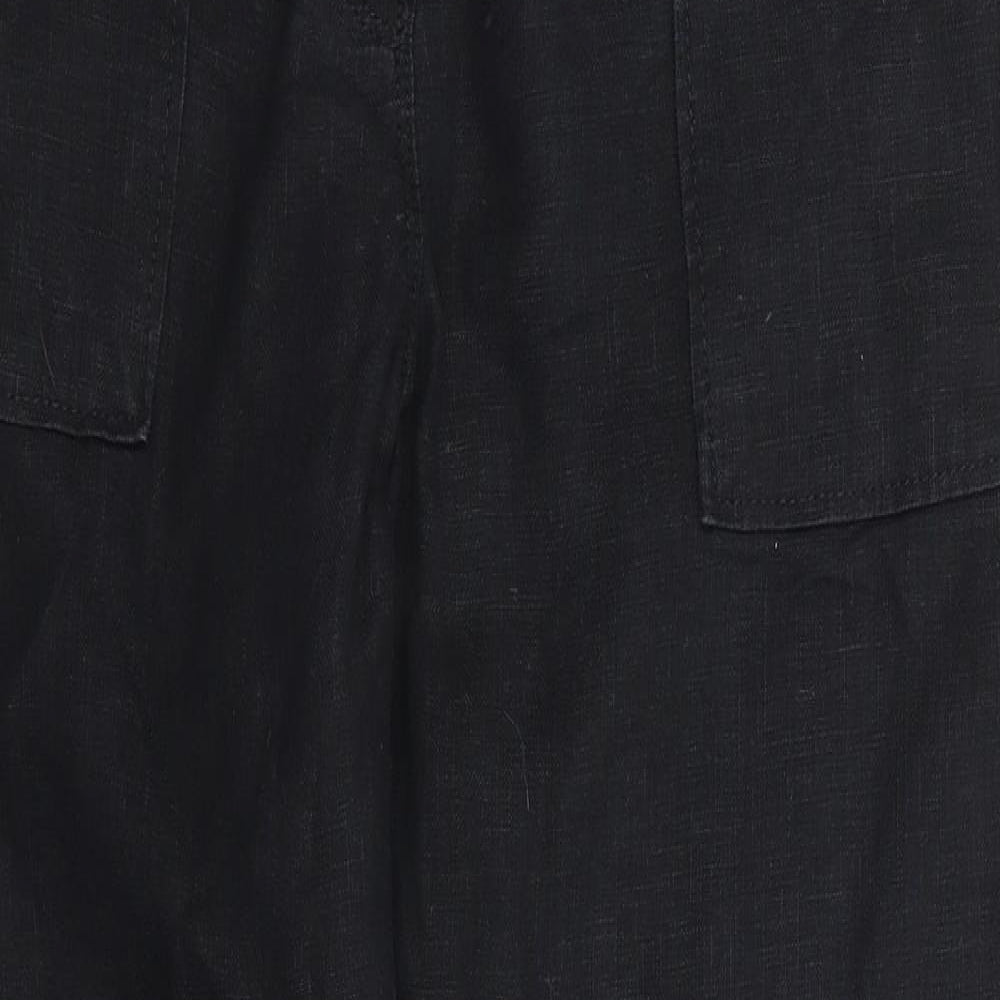 Marks and Spencer  Womens Black  Linen Chino Trousers Size 10 L28 in Regular