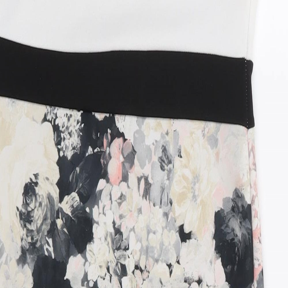 Missi London Womens Multicoloured Floral Polyester Bodycon  Size 8  V-Neck Pullover
