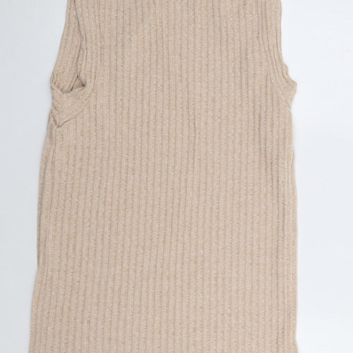 ASOS Womens Beige  Polyester Tank Dress  Size 10  Round Neck Pullover