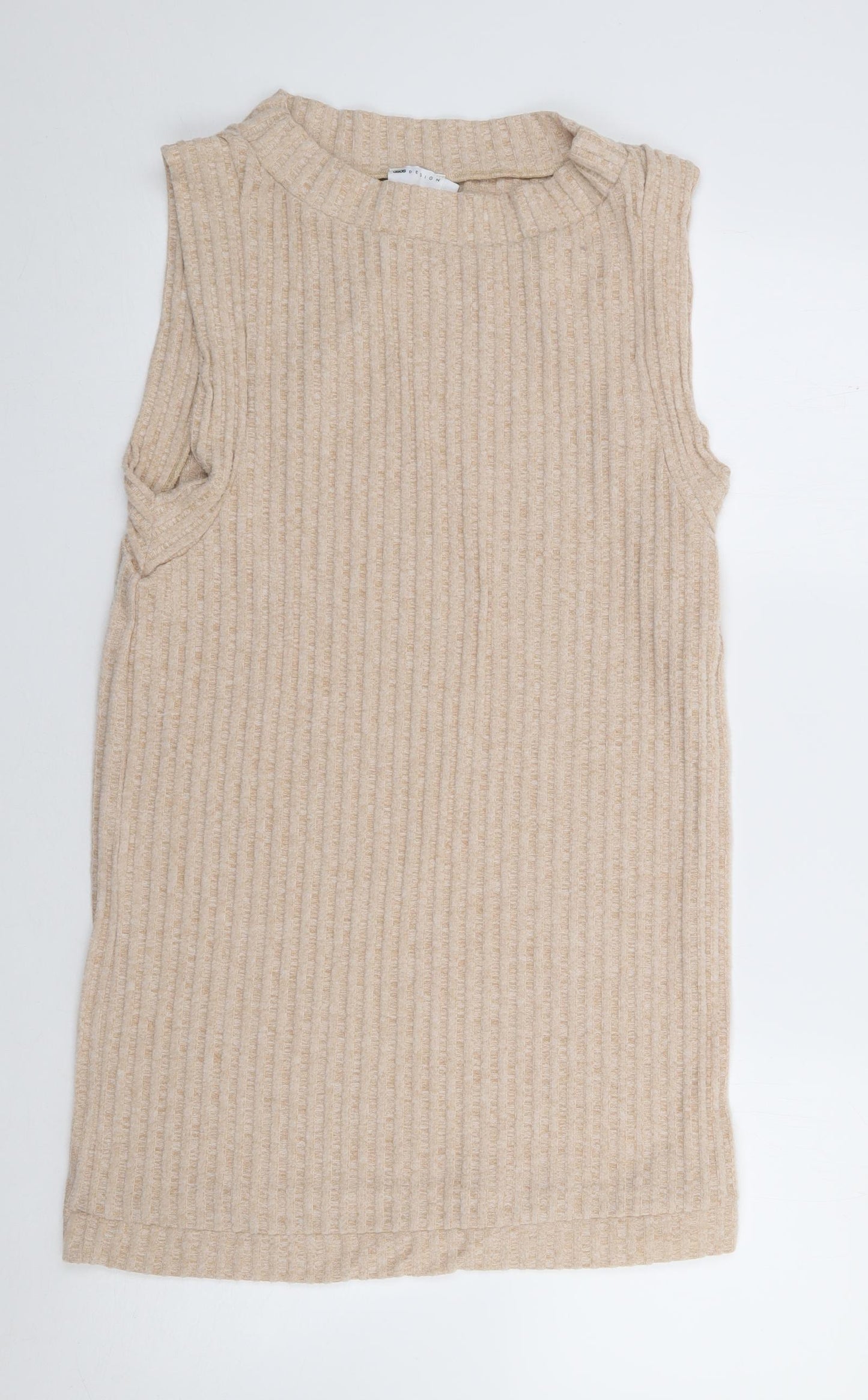 ASOS Womens Beige  Polyester Tank Dress  Size 10  Round Neck Pullover