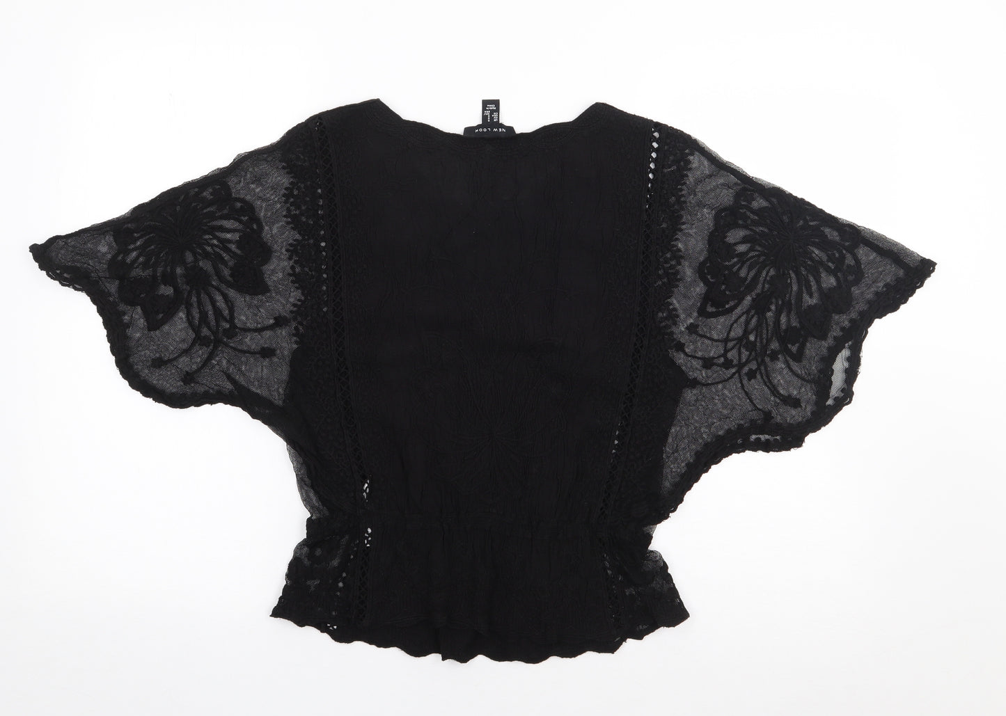 New look  Womens Black  Cotton Jersey Blouse Size S Round Neck