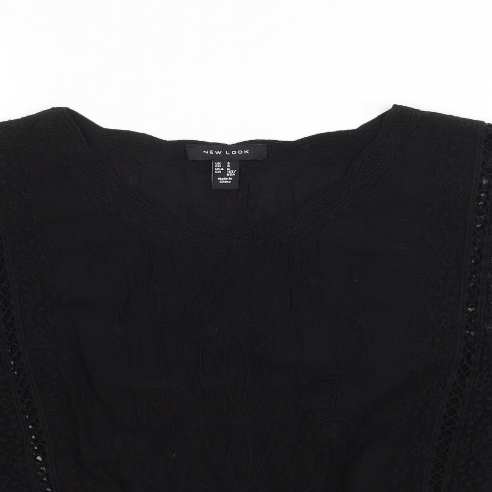 New look  Womens Black  Cotton Jersey Blouse Size S Round Neck