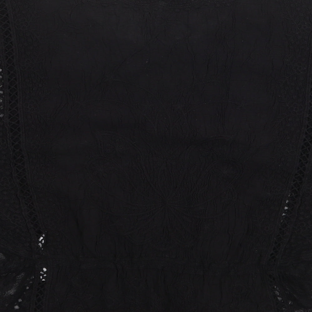 New look  Womens Black  Cotton Jersey Blouse Size S Round Neck