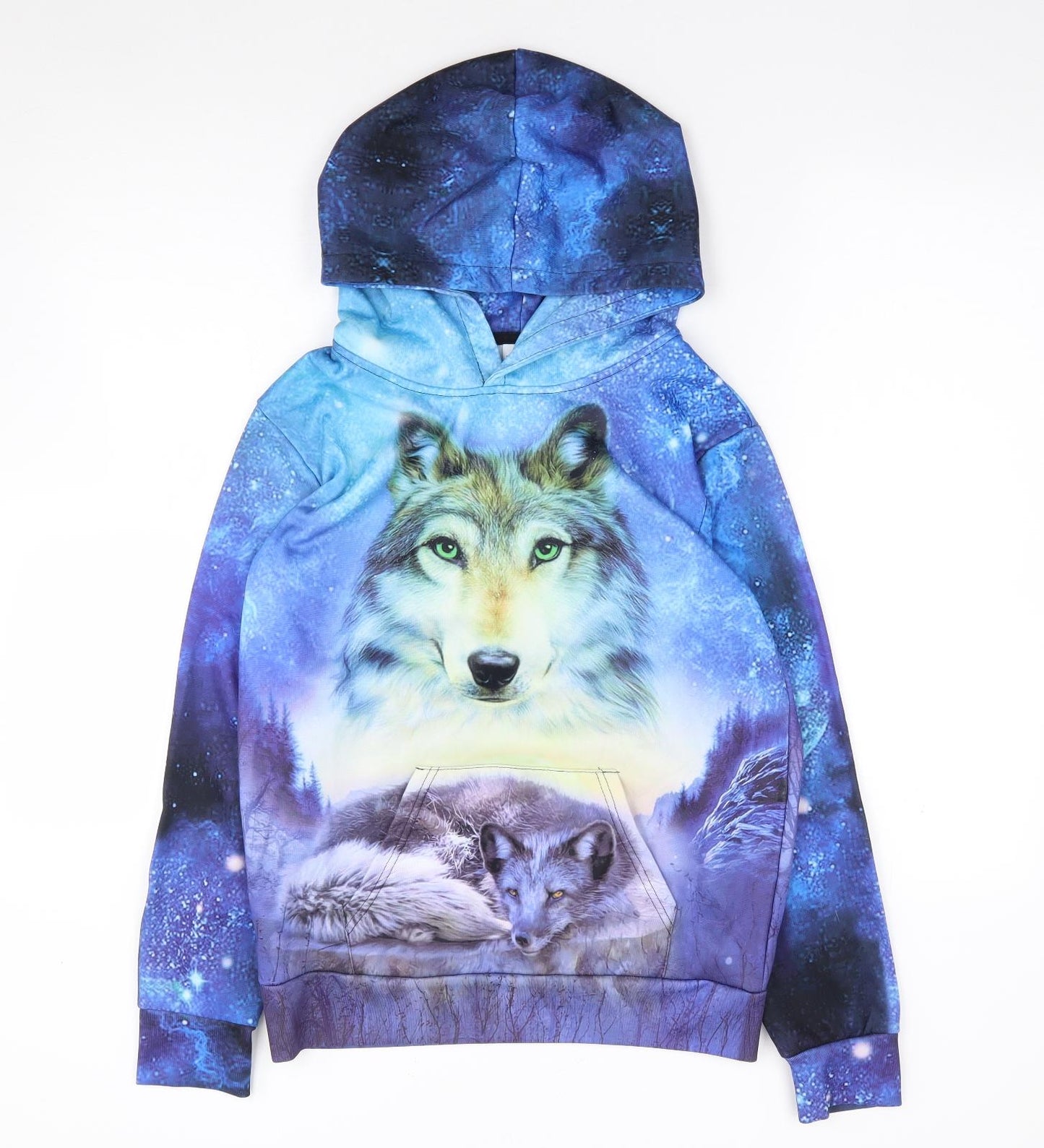 Funny cokid Boys Multicoloured Geometric Polyester Pullover Hoodie Size 2XL  Pullover - Wolf