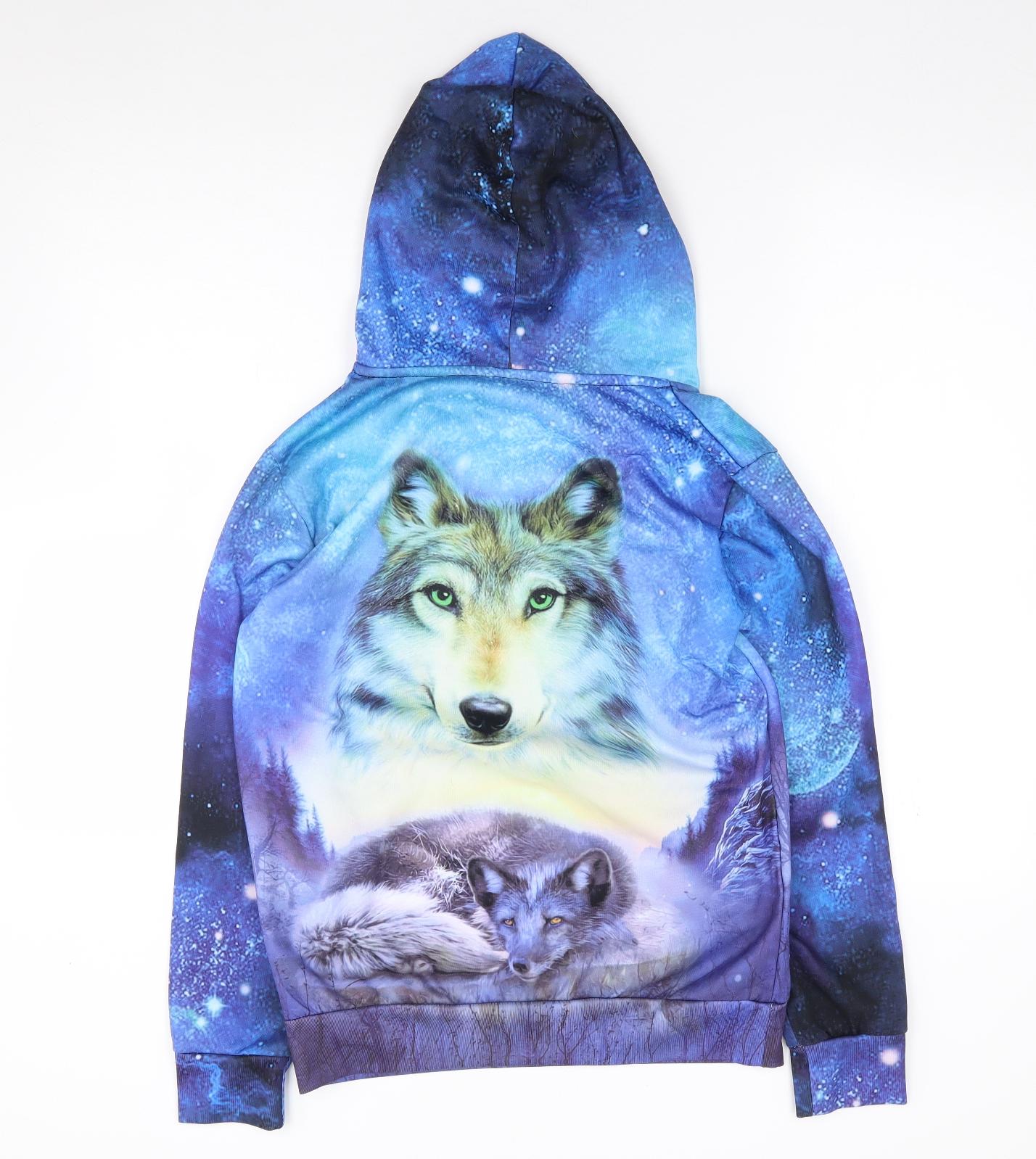 Funny cokid Boys Multicoloured Geometric Polyester Pullover Hoodie Size 2XL  Pullover - Wolf