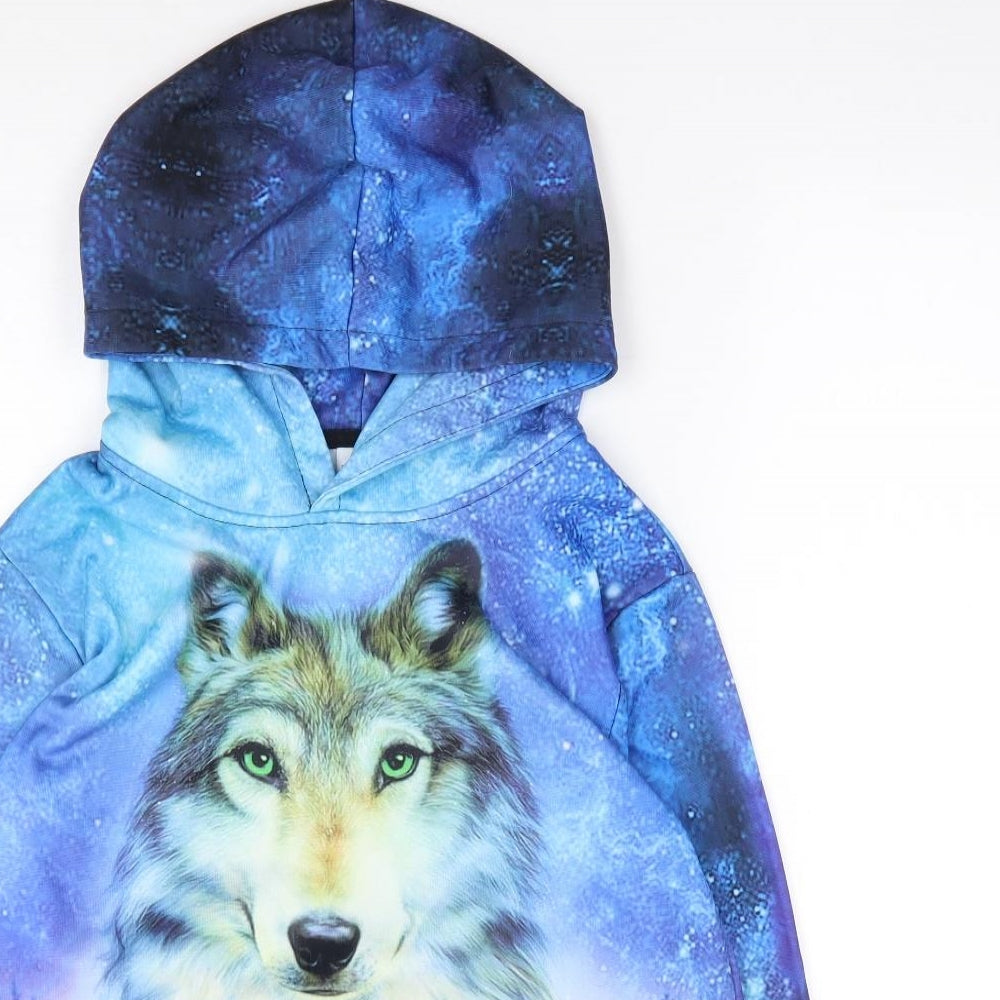 Funny cokid Boys Multicoloured Geometric Polyester Pullover Hoodie Size 2XL  Pullover - Wolf