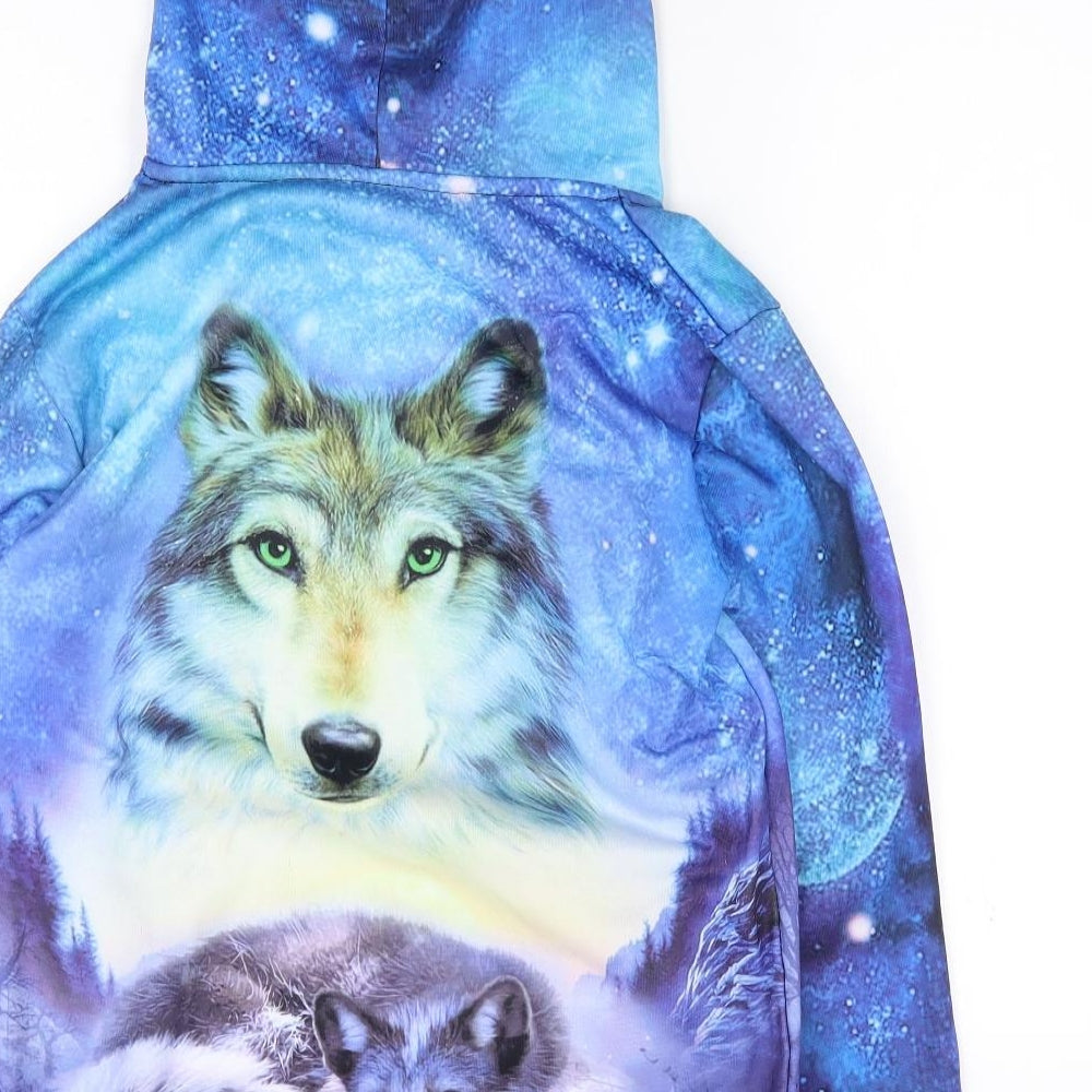 Funny cokid Boys Multicoloured Geometric Polyester Pullover Hoodie Size 2XL  Pullover - Wolf