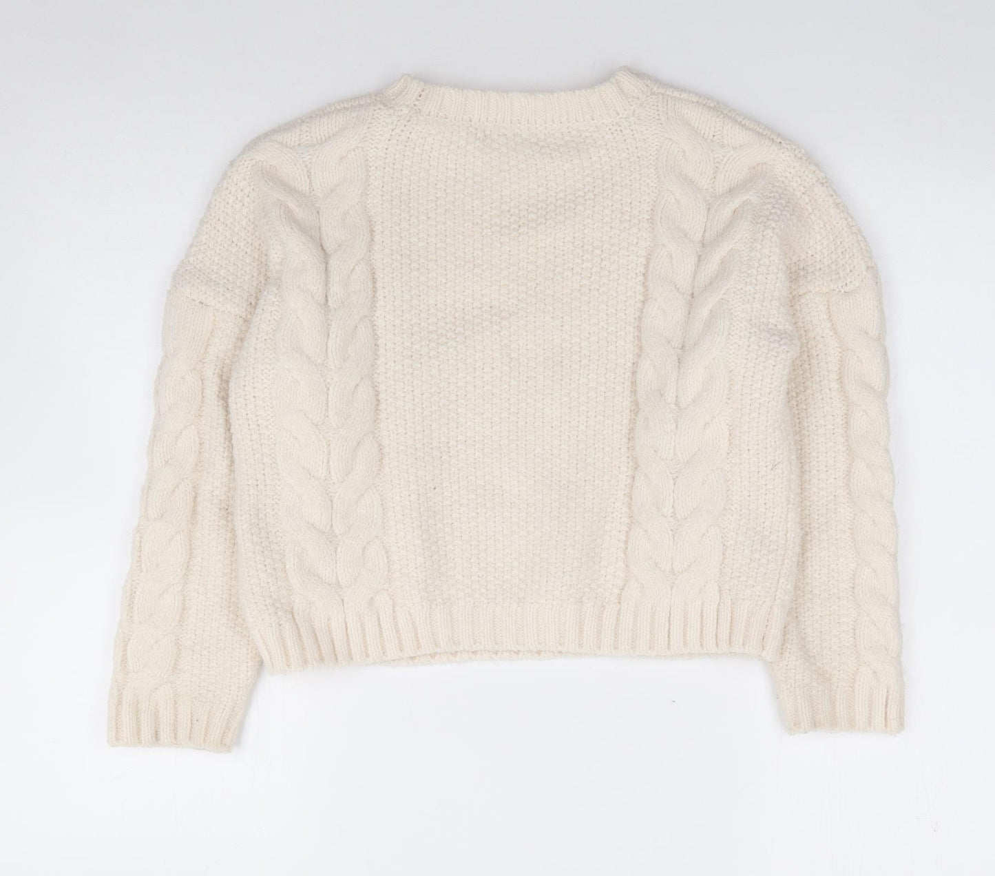 Primakr Girls Ivory Crew Neck  Acrylic Pullover Jumper Size 9-10 Years  Pullover