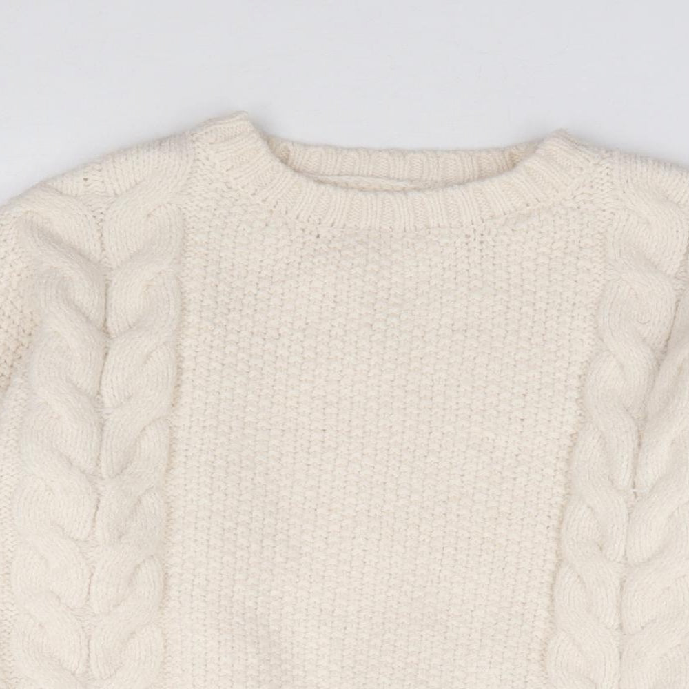 Primakr Girls Ivory Crew Neck  Acrylic Pullover Jumper Size 9-10 Years  Pullover