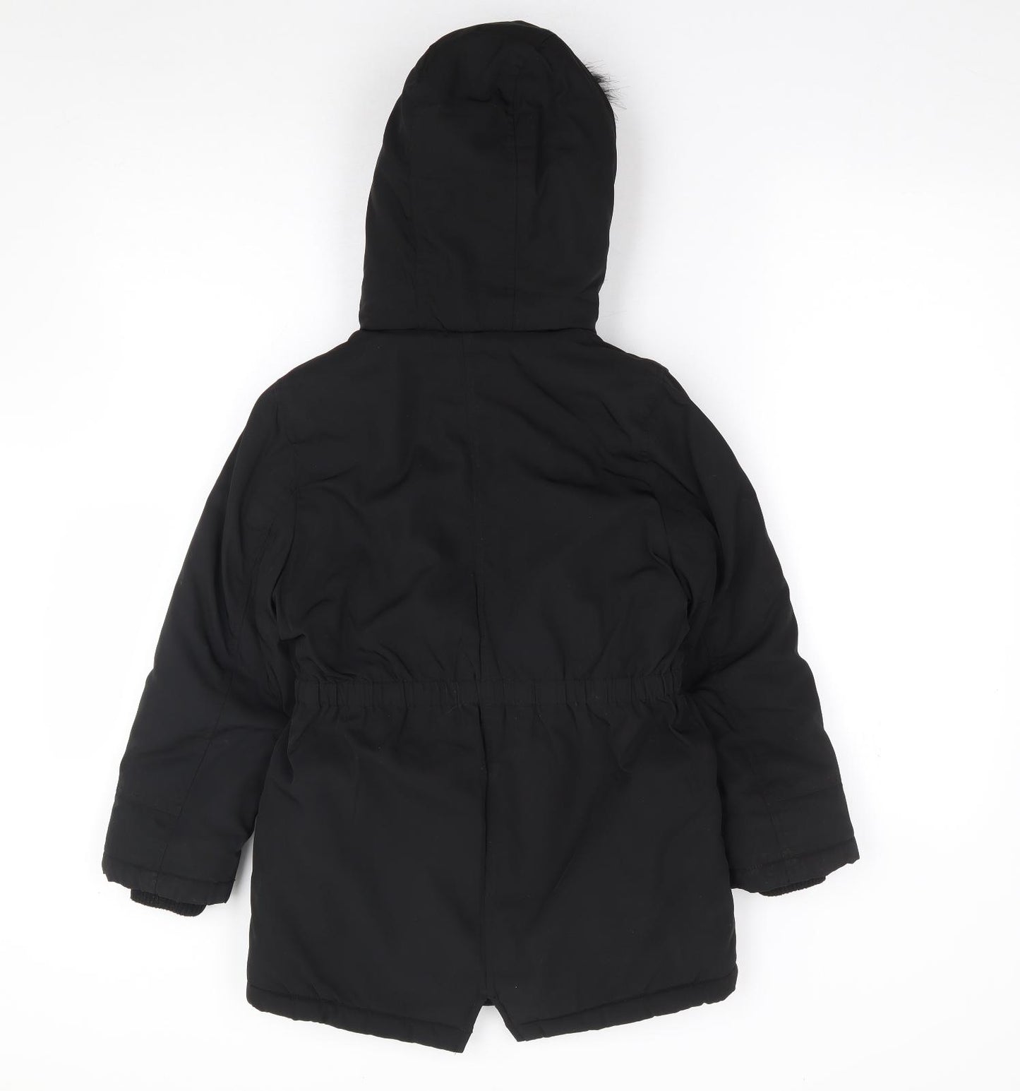 George Girls Black   Parka Coat Size 7-8 Years  Zip
