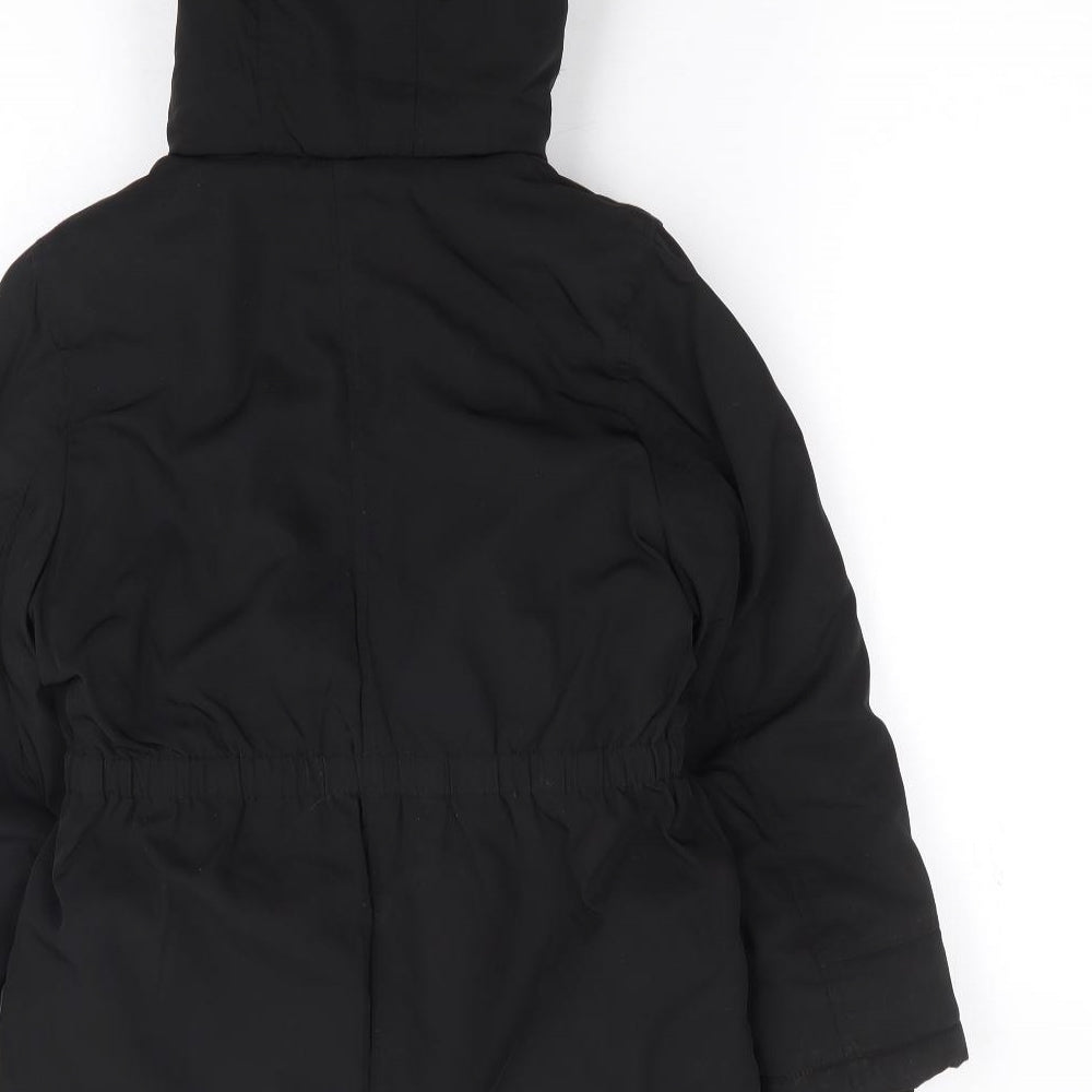George Girls Black   Parka Coat Size 7-8 Years  Zip