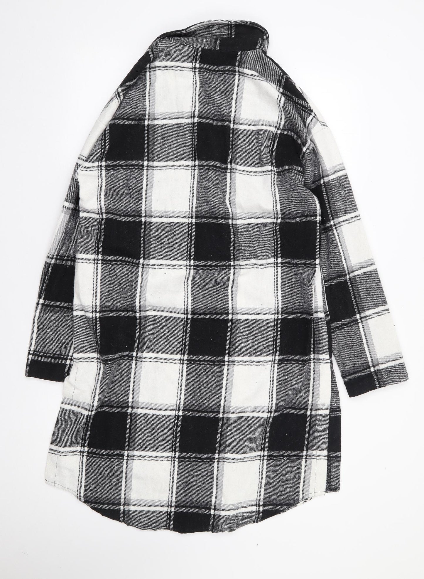 SheIn Womens Black Plaid  Jacket Coatigan Size S  Button - Shacket