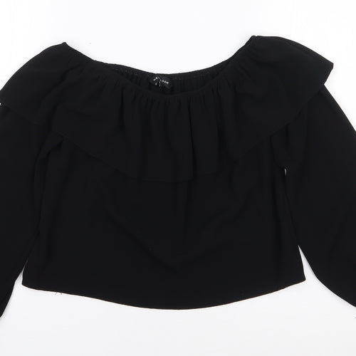 New Look  Womens Black  Polyester Cropped Blouse Size 8 Off the Shoulder
