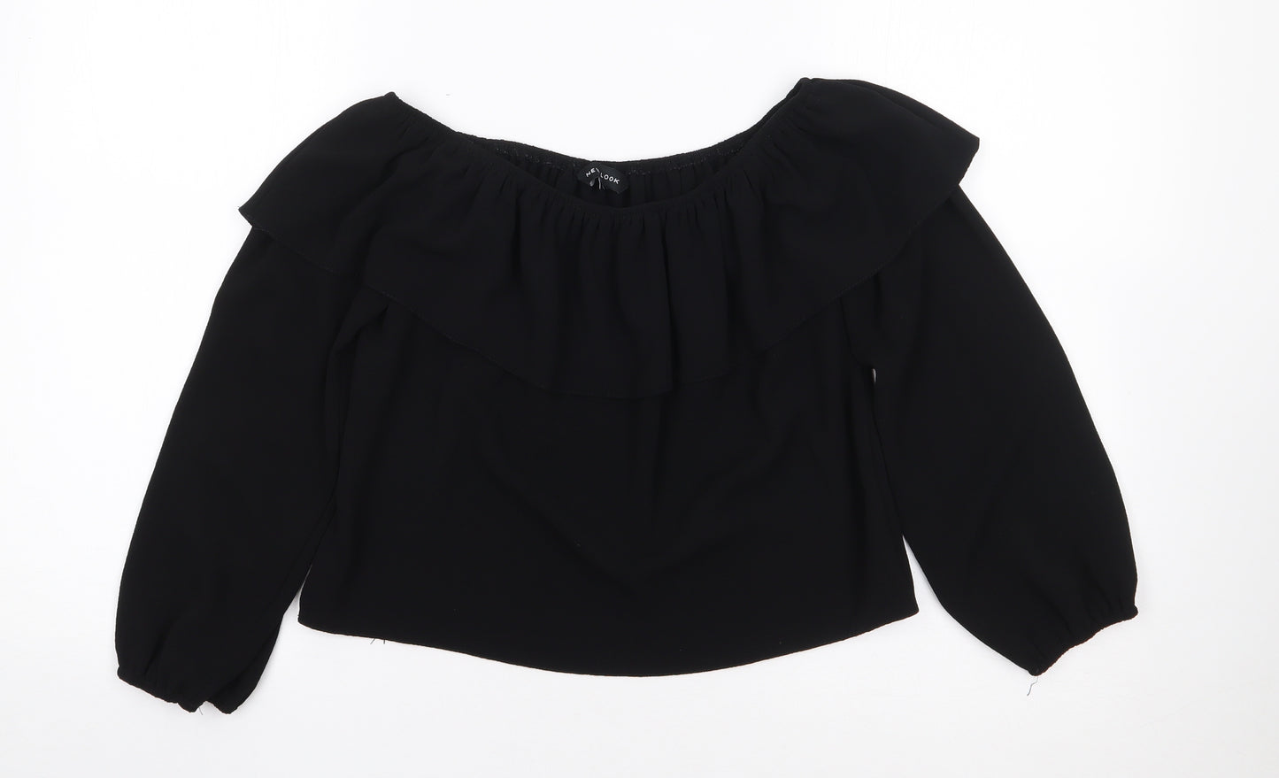 New Look  Womens Black  Polyester Cropped Blouse Size 8 Off the Shoulder