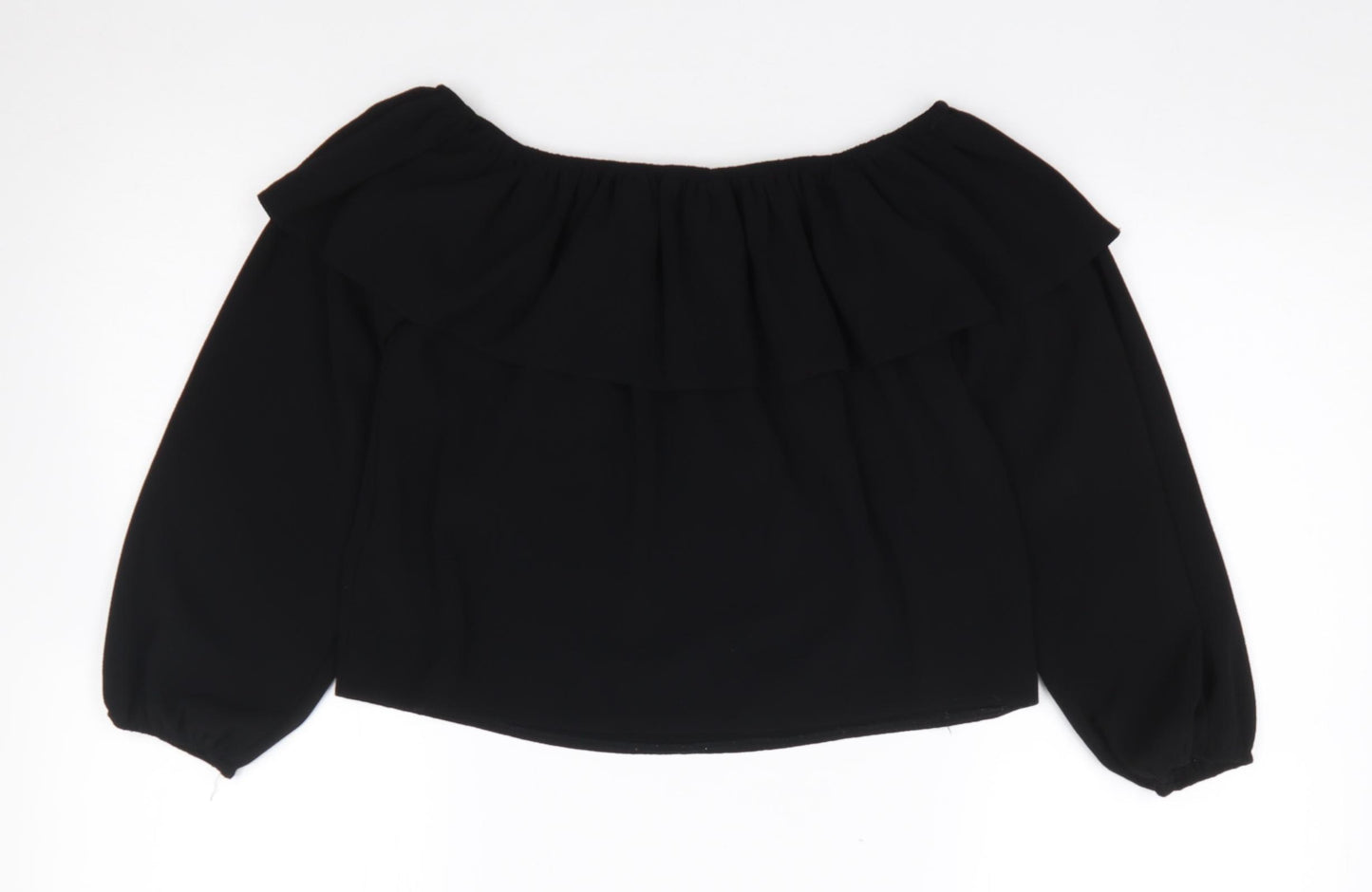 New Look  Womens Black  Polyester Cropped Blouse Size 8 Off the Shoulder