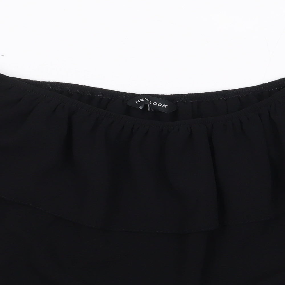 New Look  Womens Black  Polyester Cropped Blouse Size 8 Off the Shoulder