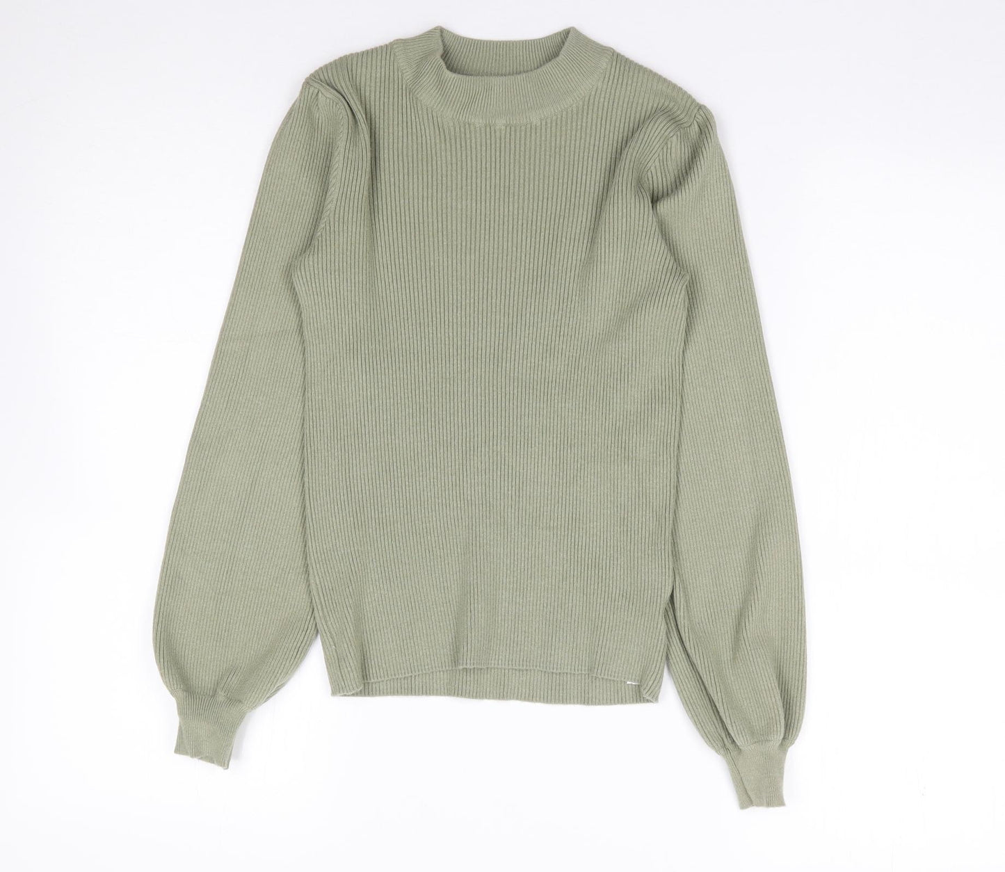 F&F  Womens Green Mock Neck  Viscose Pullover Jumper Size 8   - Ribbed