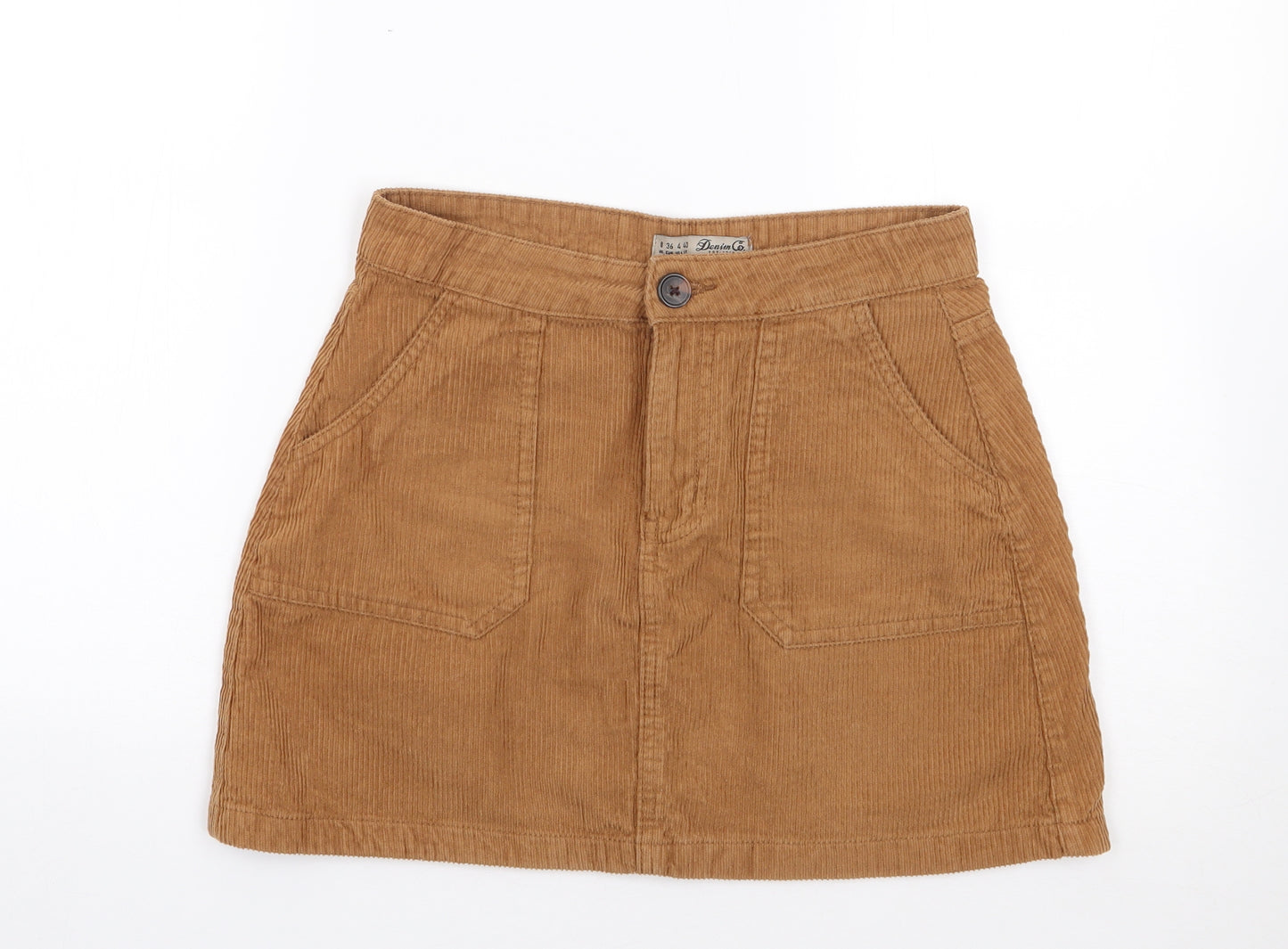 Primark Womens Brown  Cotton Mini Skirt Size 8   Zip