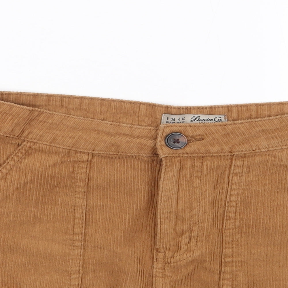 Primark Womens Brown  Cotton Mini Skirt Size 8   Zip