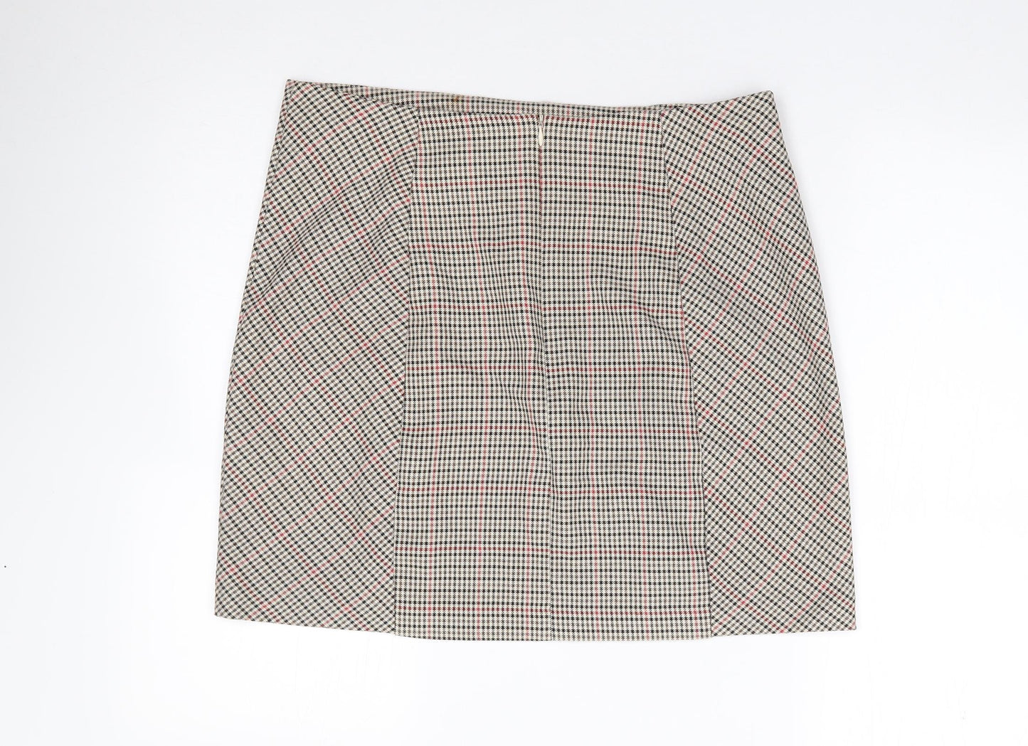 New Look  Womens Brown Check Polyester Mini Skirt Size 14   Zip