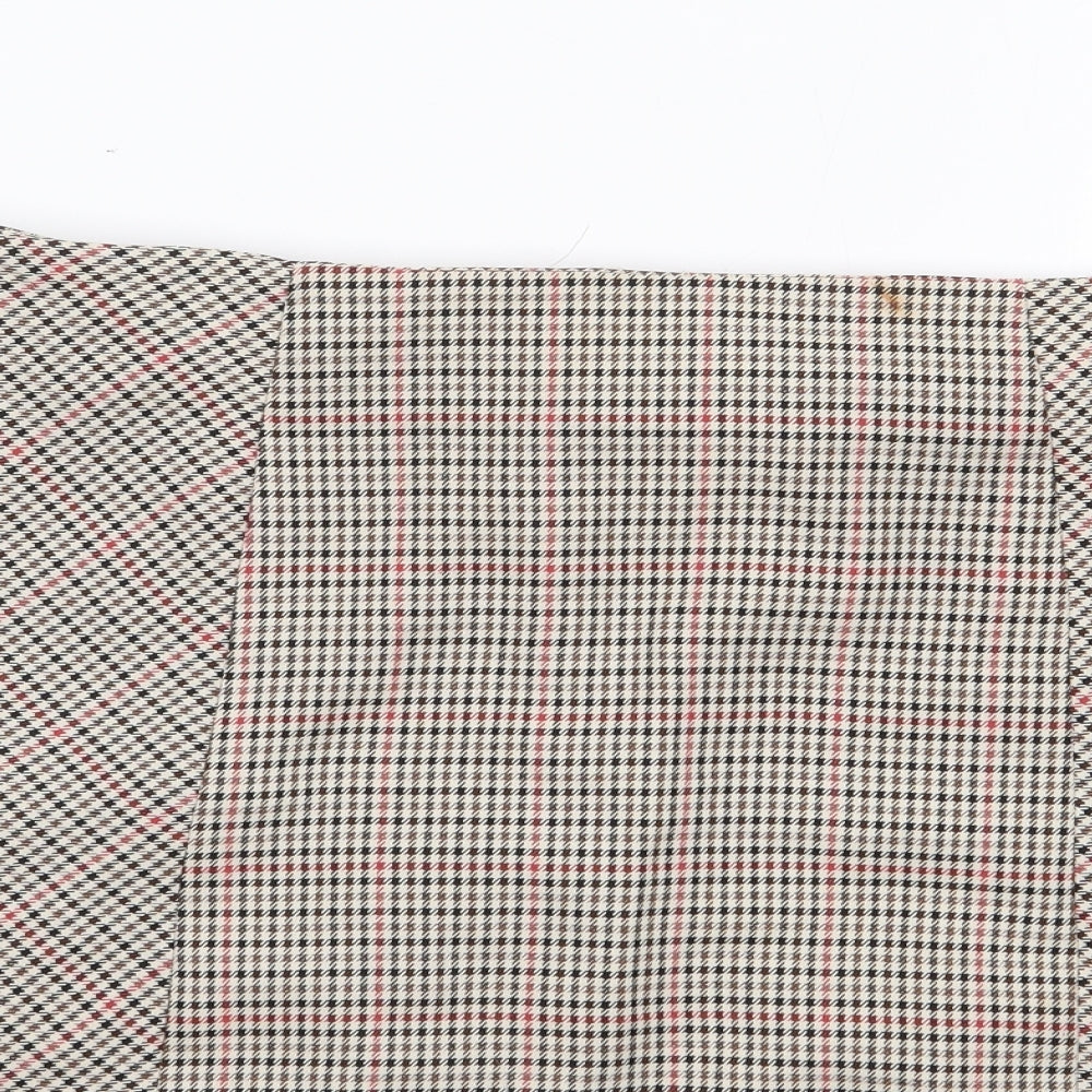 New Look  Womens Brown Check Polyester Mini Skirt Size 14   Zip