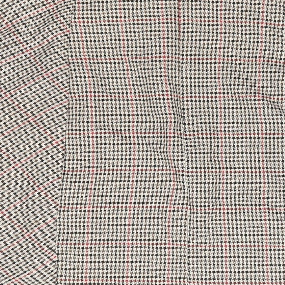 New Look  Womens Brown Check Polyester Mini Skirt Size 14   Zip