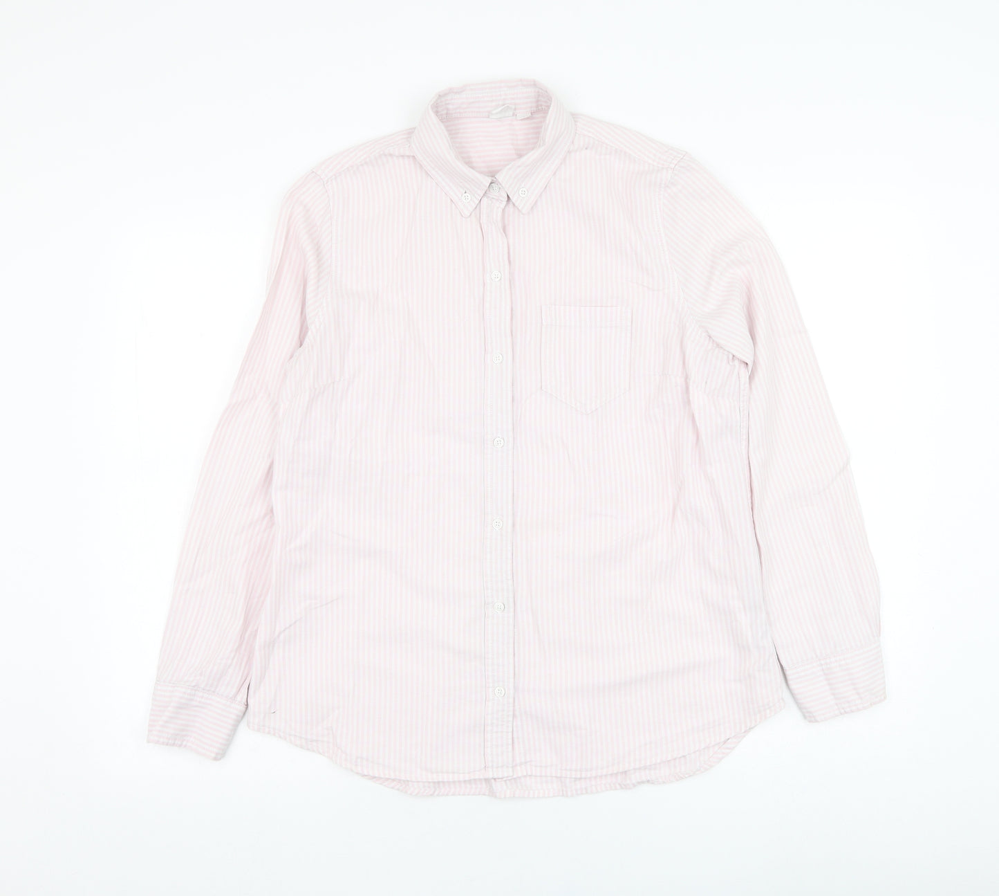 Gap Mens Pink Striped Cotton  Dress Shirt Size M Collared Button