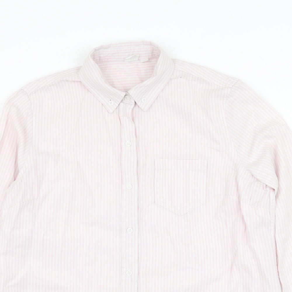 Gap Mens Pink Striped Cotton  Dress Shirt Size M Collared Button