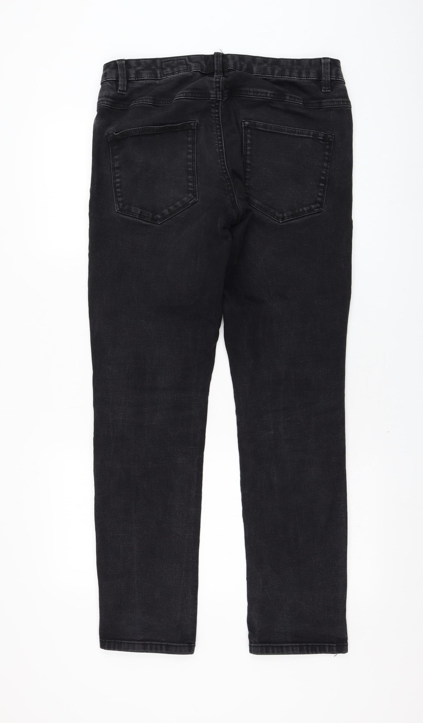 Dunnes Stores Mens Black  Cotton Straight Jeans Size 36 in L32 in Regular Zip