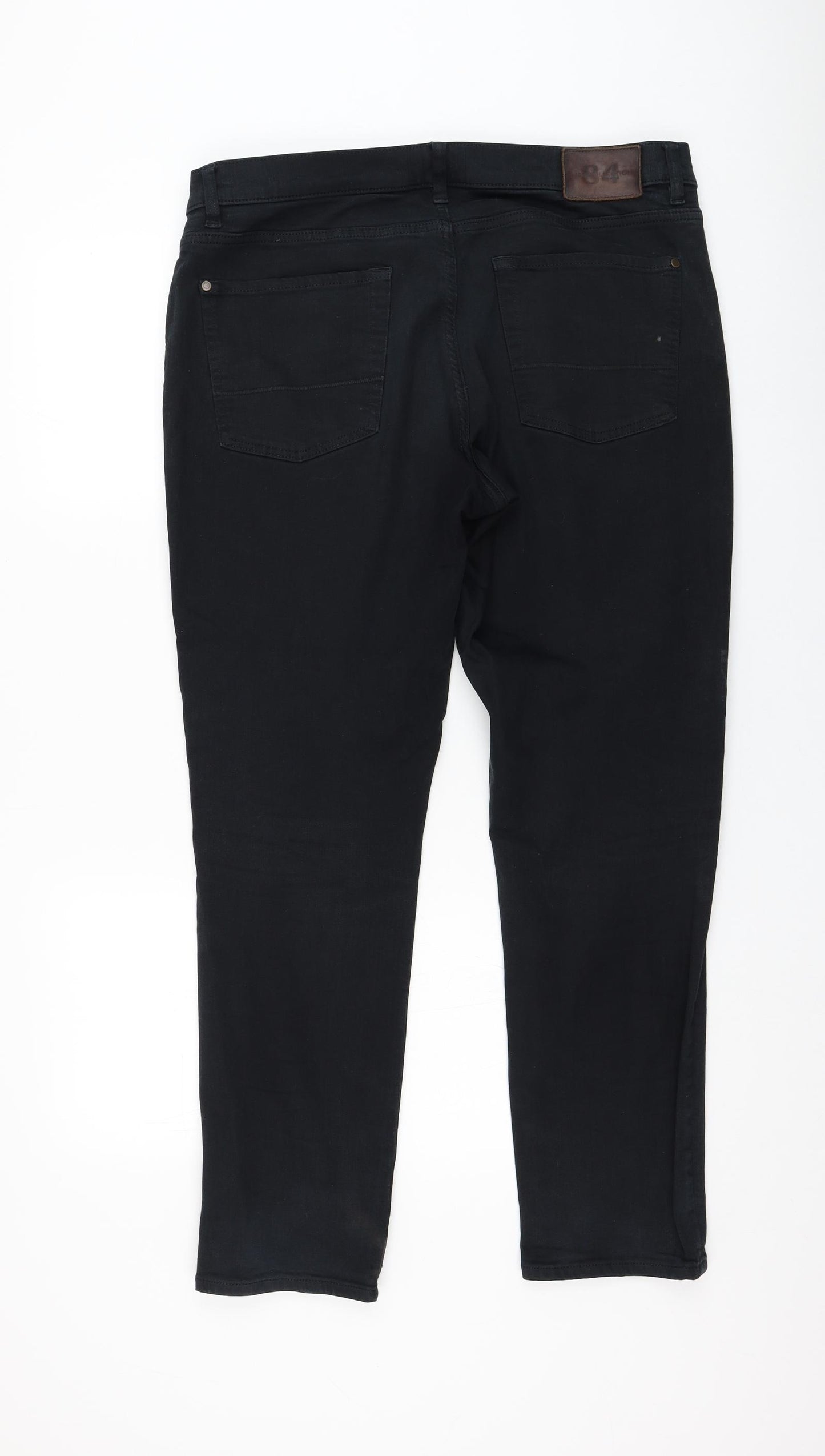 Marks and Spencer Mens Black  Cotton Straight Jeans Size 36 in L31 in Regular Zip