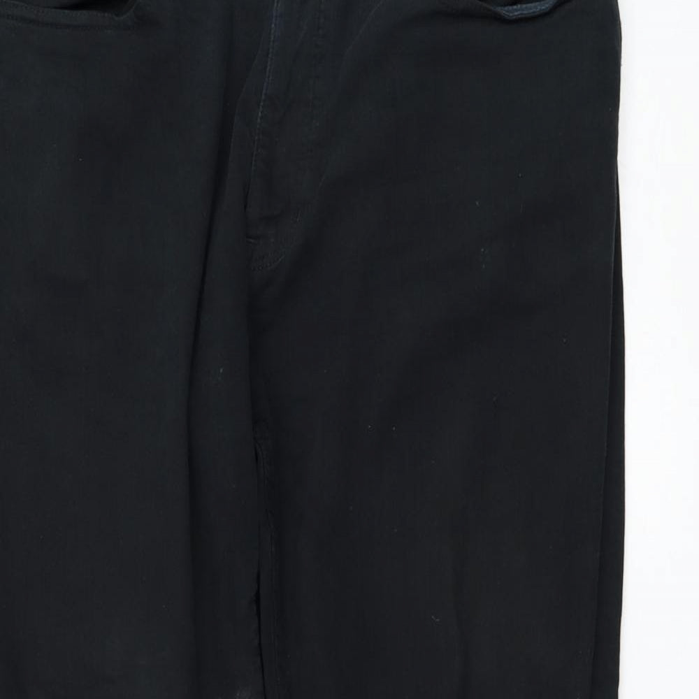Marks and Spencer Mens Black  Cotton Straight Jeans Size 36 in L31 in Regular Zip