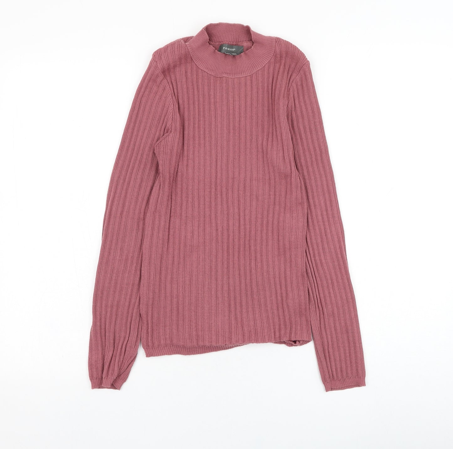 Primark Womens Pink Mock Neck  Viscose Pullover Jumper Size 16