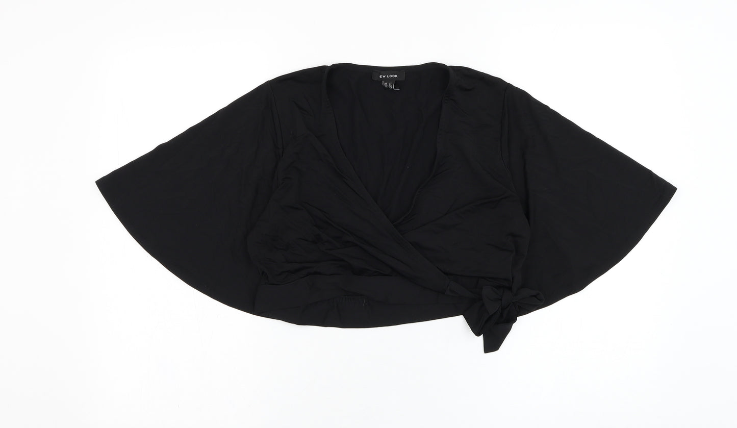 New Look Womens Black  Polyester Wrap Blouse Size 14 V-Neck