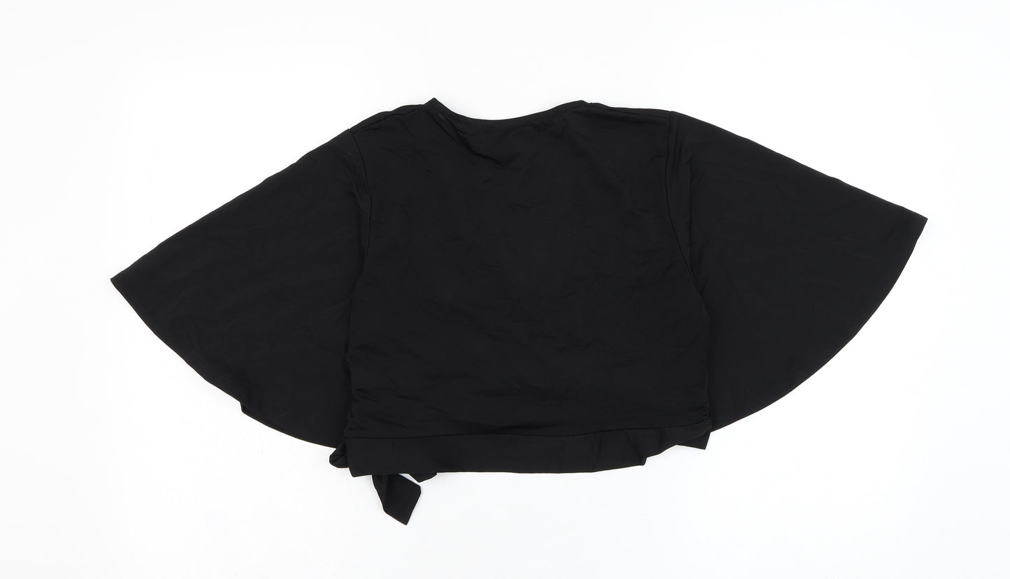 New Look Womens Black  Polyester Wrap Blouse Size 14 V-Neck