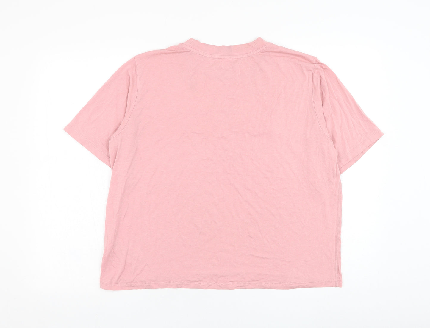 DKNY Womens Pink  Cotton Basic T-Shirt Size M Round Neck