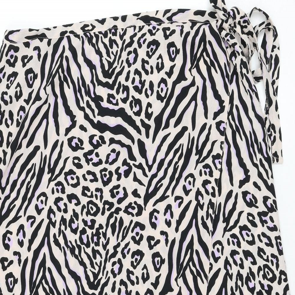 New Look Womens Ivory Animal Print Polyester Wrap Skirt Size 16   Tie