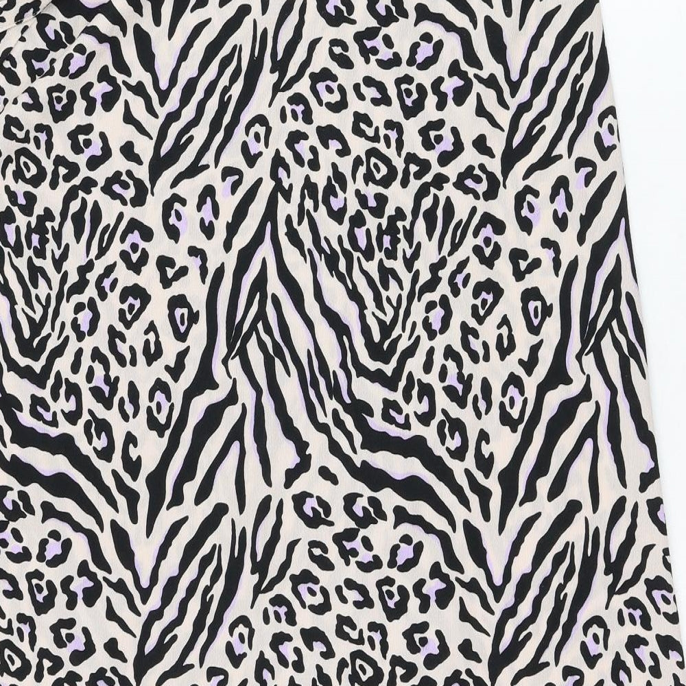 New Look Womens Ivory Animal Print Polyester Wrap Skirt Size 16   Tie