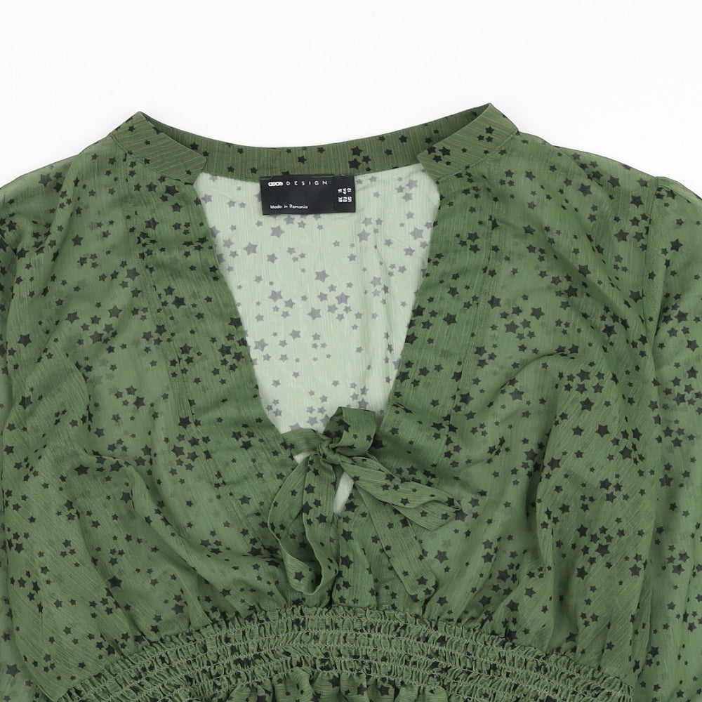 ASOS Womens Green  Polyester Basic Blouse Size 16 V-Neck - Star