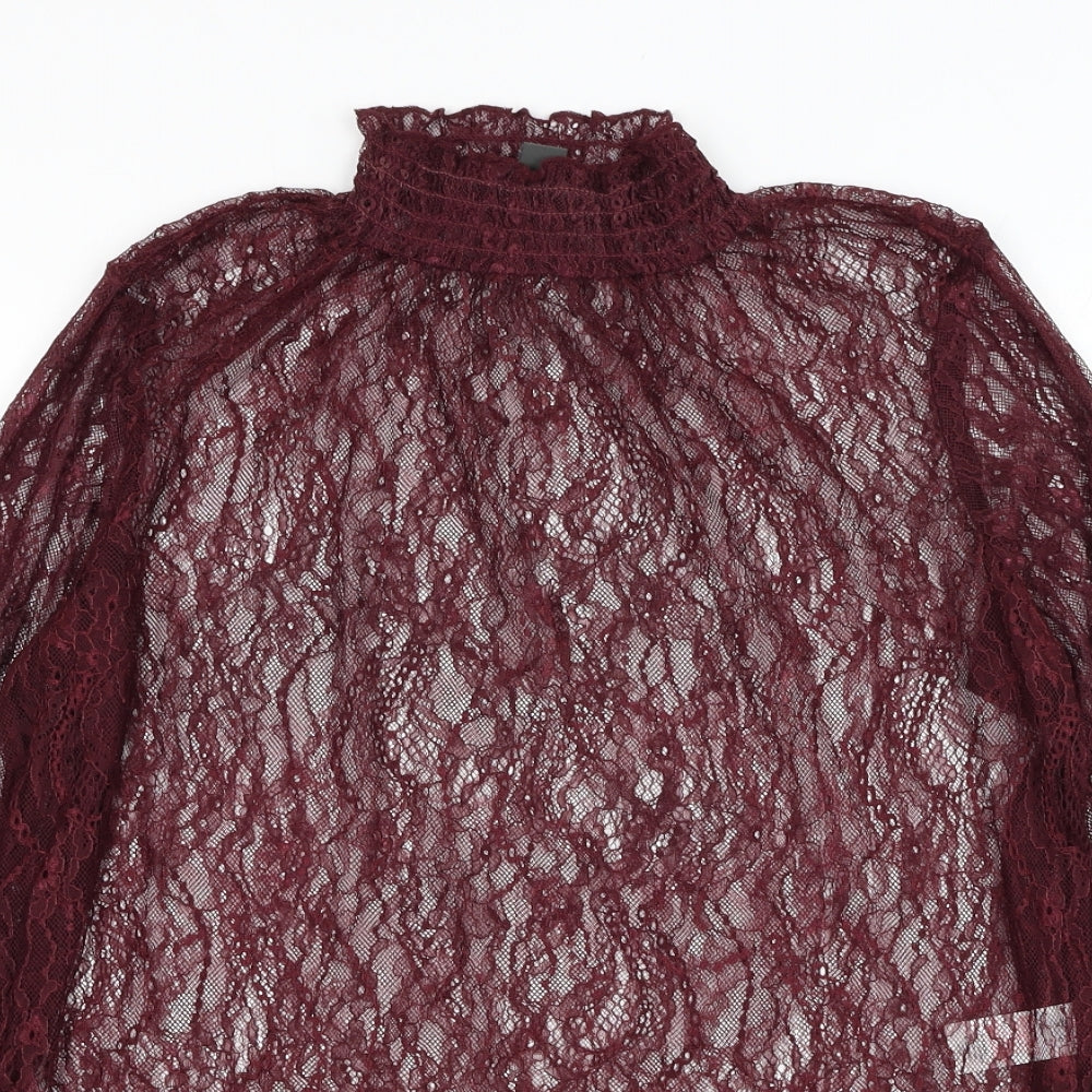 Primark Womens Purple  Nylon Basic Blouse Size 14 Mock Neck