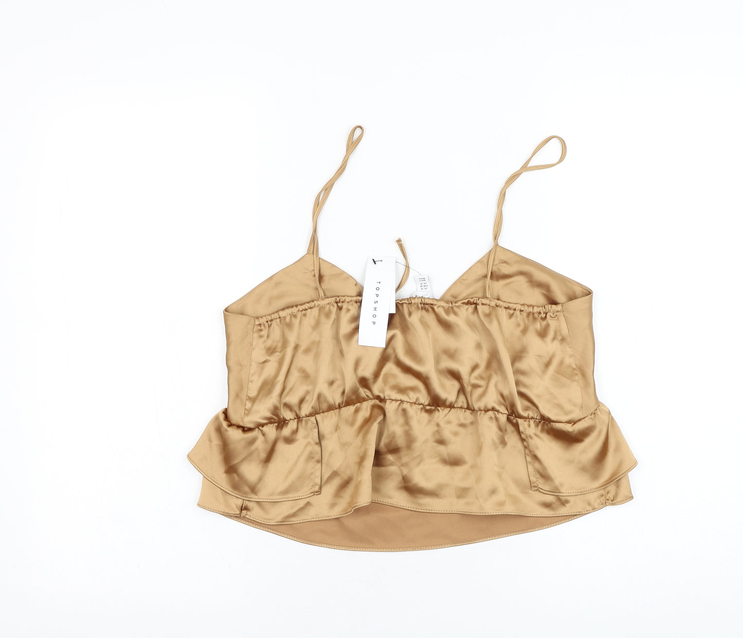 Topshop Womens Gold  Polyester Cropped Tank Size 14 V-Neck