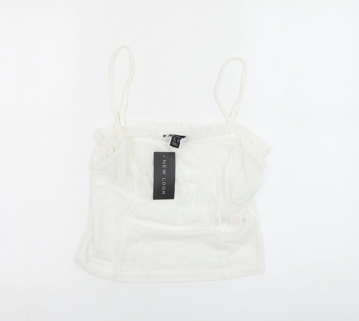 New Look Womens White Polyester Cropped Tank Size 14 Square Neck