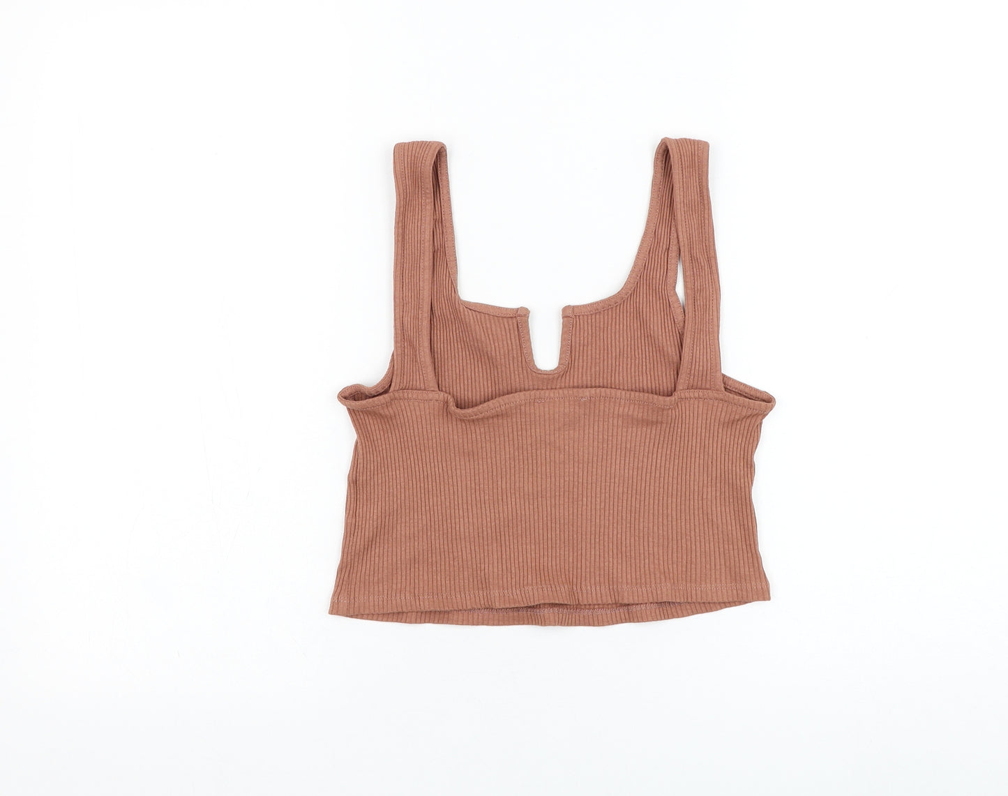 Boohoo Womens Brown  Polyester Cropped Tank Size 16 Square Neck