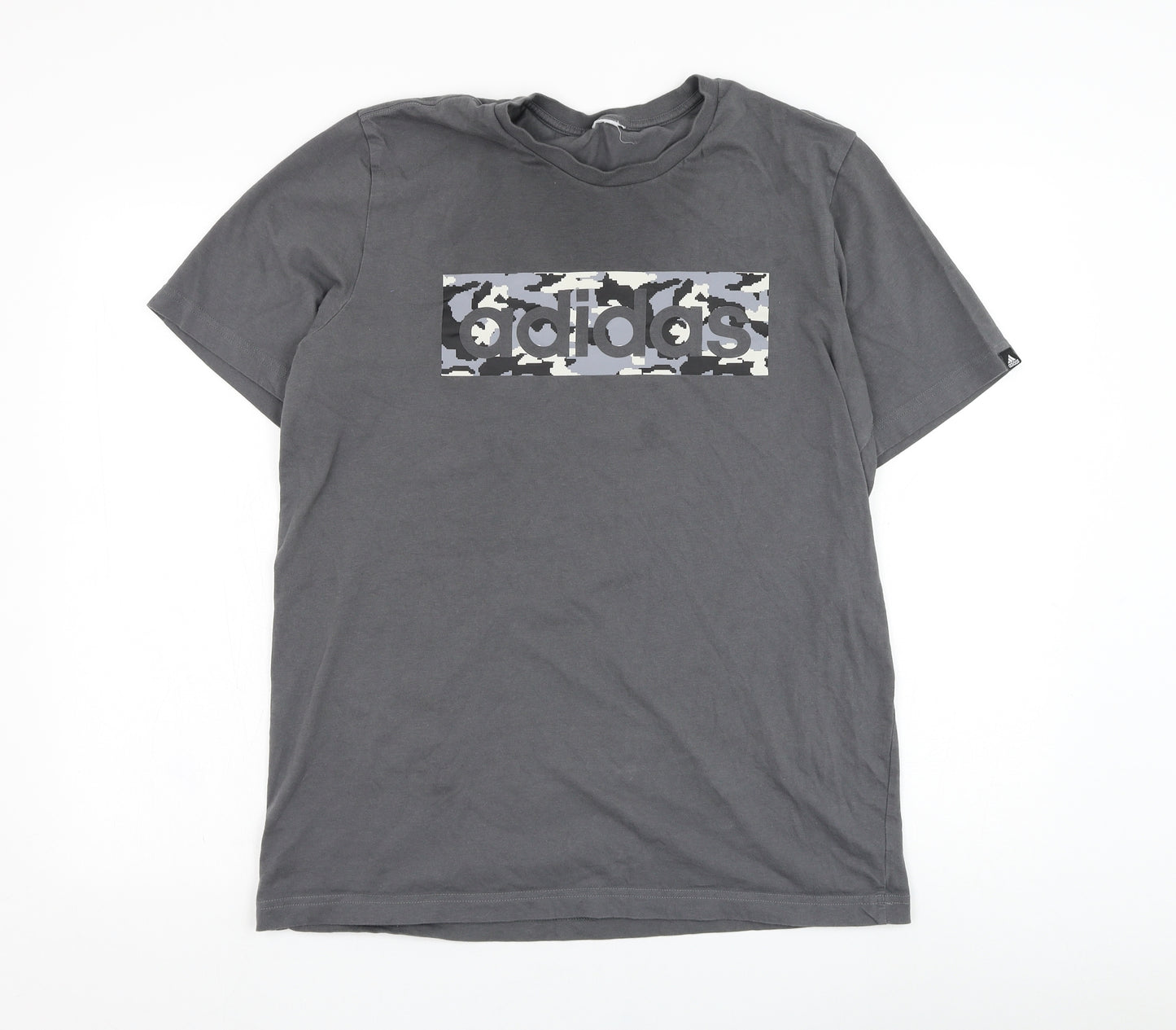 adidas Mens Grey  Polyester  T-Shirt Size L Round Neck