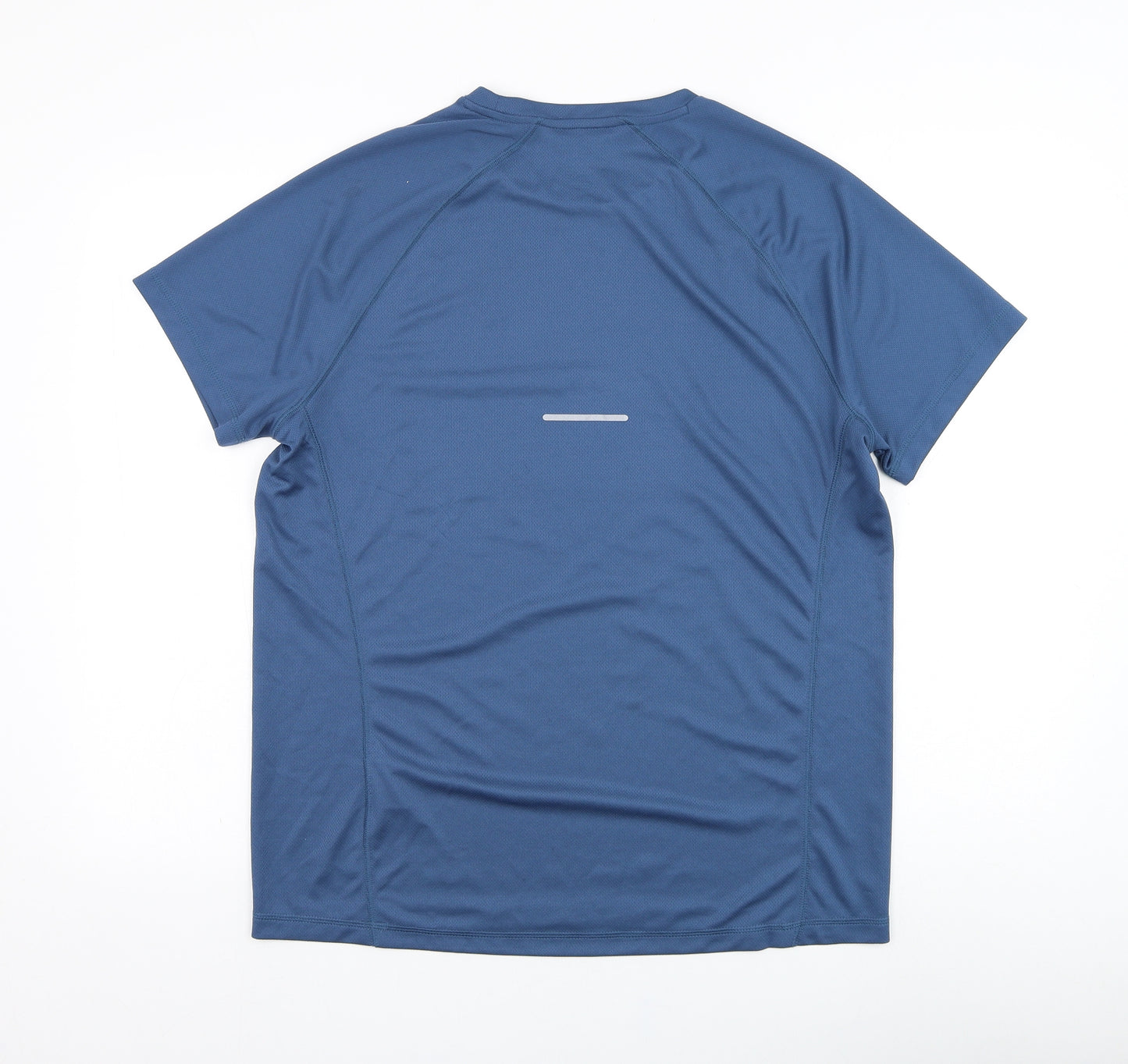 ASICS Mens Blue  Polyester Basic T-Shirt Size L Round Neck Pullover