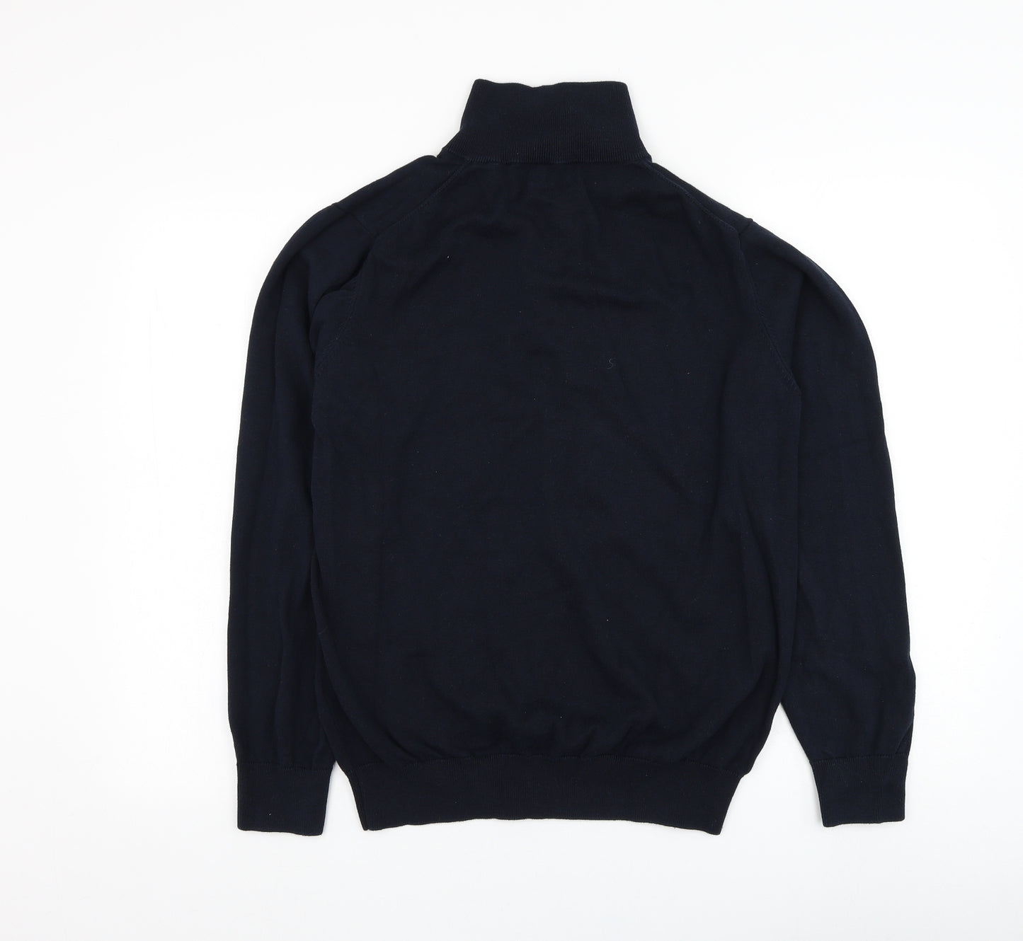 GANT Mens Blue Mock Neck  Cotton Henley Jumper Size M