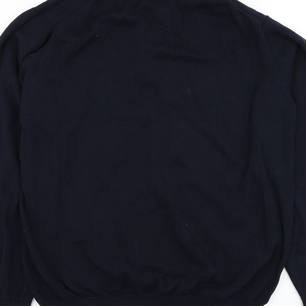 GANT Mens Blue Mock Neck  Cotton Henley Jumper Size M