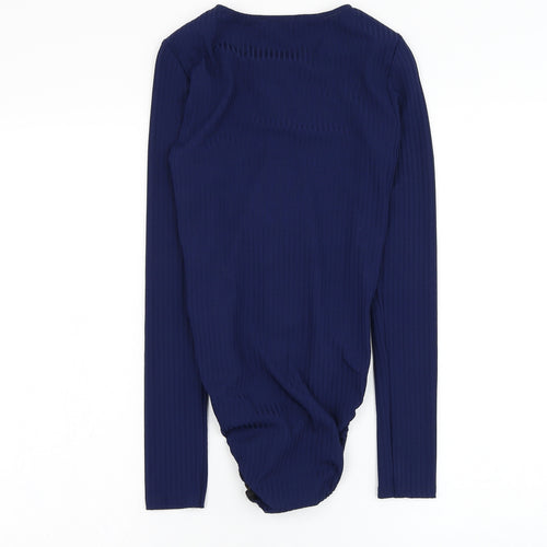 Missguided Womens Blue  Polyester Bodysuit One-Piece Size 10  Hook & Loop
