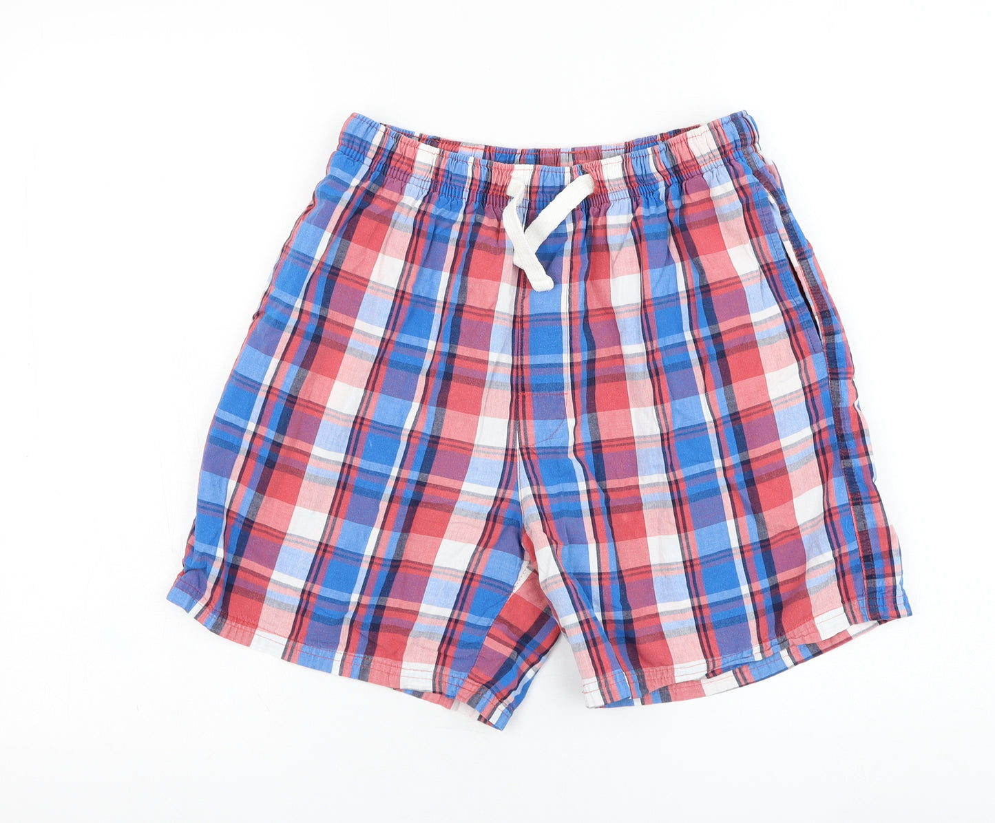 Cedar Wood State Mens Blue Check Polyester Sweat Shorts Size M L6 in Regular