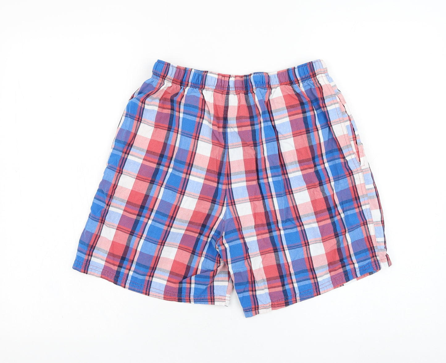 Cedar Wood State Mens Blue Check Polyester Sweat Shorts Size M L6 in Regular